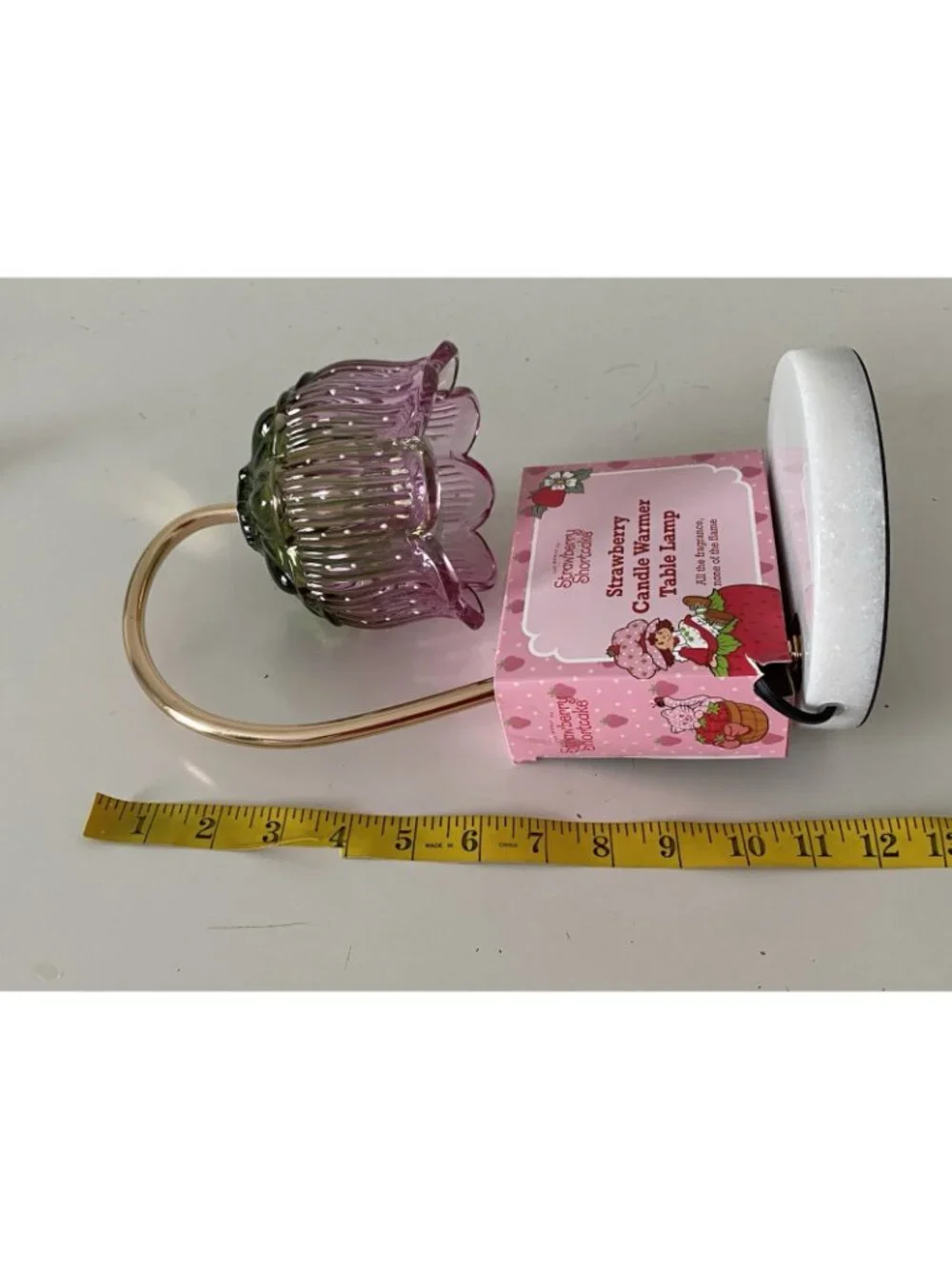 Strawberry Shortcake Candle Warmer Lamp Glass Shade PINK W/Marble Base VIRAL NEW